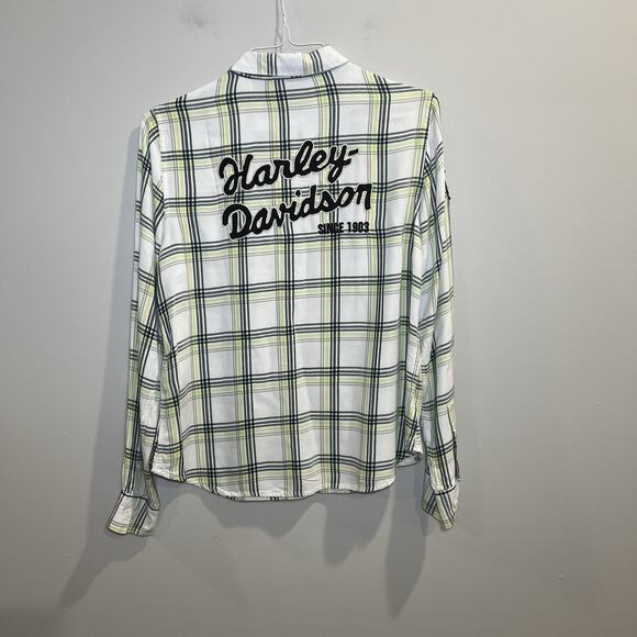 Harley Davidson Women’s Button Down Plaid Long Sleeve Shirt Size Large - Picture 2 of 7